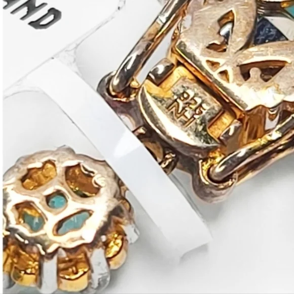 Gems En Vogue | NWT 8" Cushion Cut Paraiba Topaz 18k Gold Sterling Line Bracelet - Picture 9 of 9